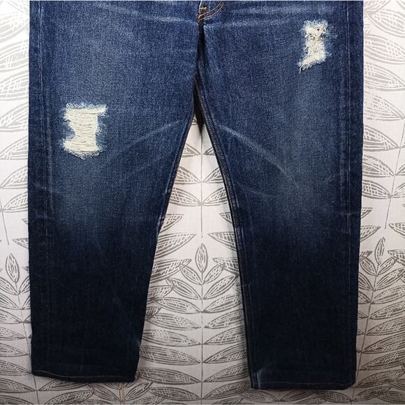 Green Star x Levi's Boyfriend Trousers Distressed Blue Denim 501xx High Waist - Picture 4 of 9